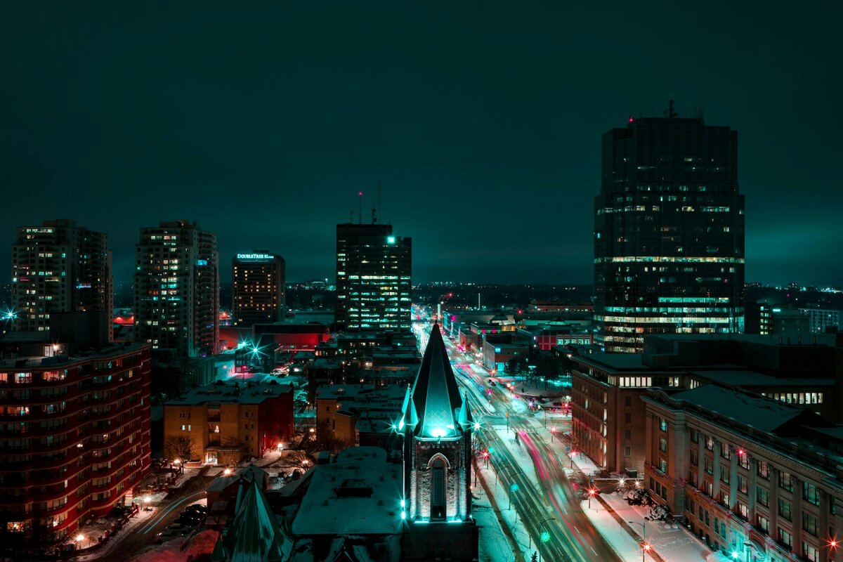 Downtown London, Ontario at night