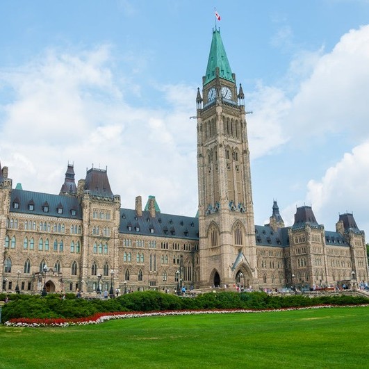 Peace Tower and parliament buildings in Ottawa, Ontario